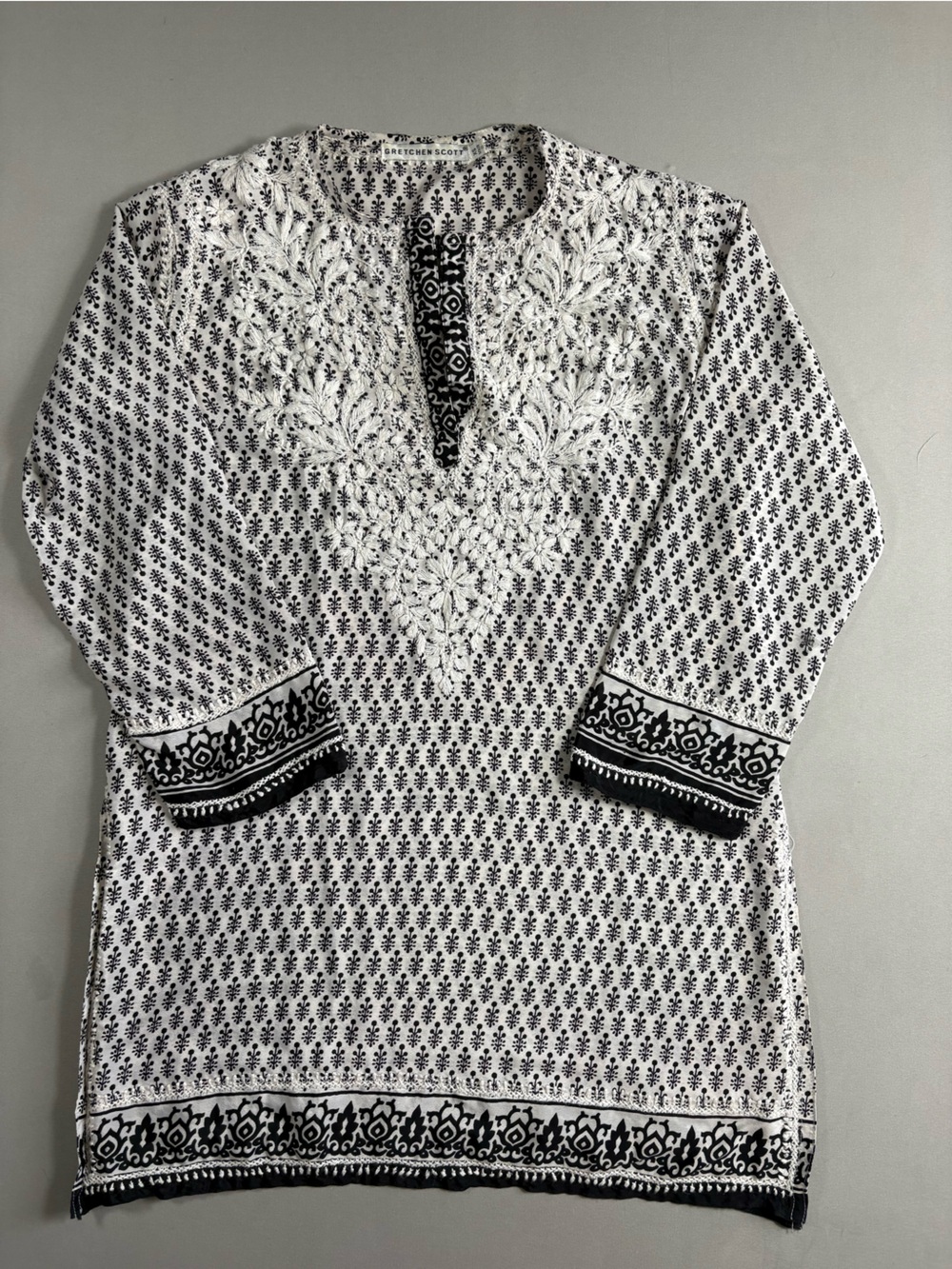 GRETCHEN SCOTT Size XS Embroidered Sheer Tunic Cover-Up Resortwear Beach